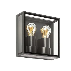 Luminaria de pared POMO de 2 llamas E27 IP65, plomo oscuro 
