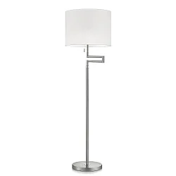 Luminaria de pedestal LILO-S cilíndrico, ajustable, con cadena de interruptor de tiro E27 IP20, cromo, níquel mate