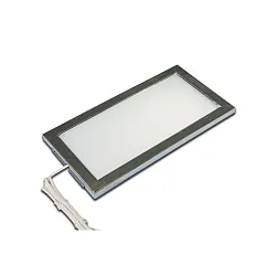 Flat LED under-cabinet luminaire LED SKY, IP20, 24V DC, 21x11cm, incl. 250cm cable with LED24-plug, 6W 3000K 390lm 110°, inox