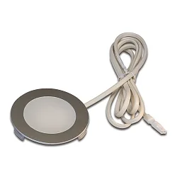 Recessed HV LED spot FR 78-LED with area light, IP20, 230V HVLCS, 3W 3000K 200lm 110°, inox look