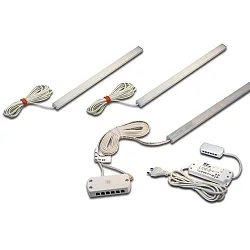 3pc. set of under-cabinet luminaire LED ADD-ON Mini + LED transformer LED 24 / 15W + touch dimmer, 4.3W 3000K 280lm 110°, alu