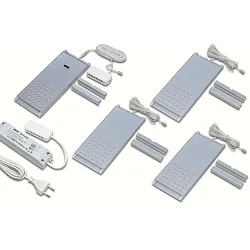 Luminaria de pared y techo LED L-PAD regulable, juego de 4, controlable con gestos, aluminio, transparente