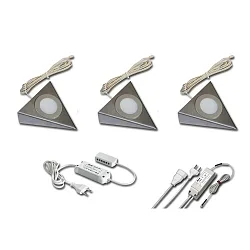 Luminaria de subestructura UL 2-LED F angular, con interruptor, juego de 3, acero inoxidable, ópalo