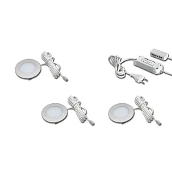 Luminaria para muebles FR 55-LED redondo, juego de 3 IP20, acero inoxidable, ópalo regulable