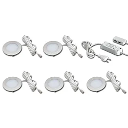 Luminaria para muebles FR 55-LED juego de 5 IP20, acero inoxidable, ópalo regulable