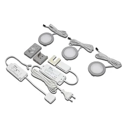Luminaria empotrable DYNAMIC FR 68-LED redondo, juego de 3, Tunable White, con mando a distancia IP20, acero inoxidable