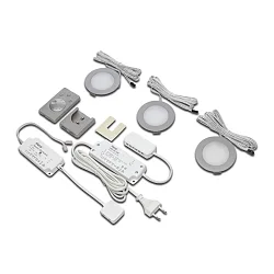 Luminaria empotrable DYNAMIC FR 78-LED redondo, juego de 3, Tunable White IP20, acero inoxidable