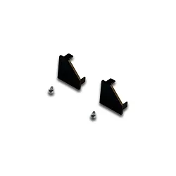 2pc. set of end cap for LED corner profile 19mm, with fastening screws, black