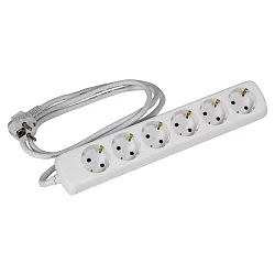 Socket, 6-fold, 3G1,5mm², 1,5m connection cable, white