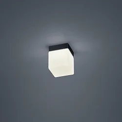 ceiling luminaire KETO square, switchable, with diffuser IP44, black matt 
