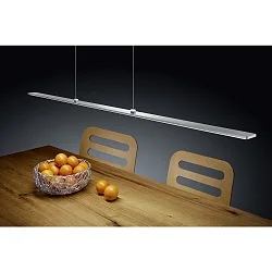 Luminaria colgante LEXX angular IP30, cromo, níquel mate, satinado, anodizado regulable