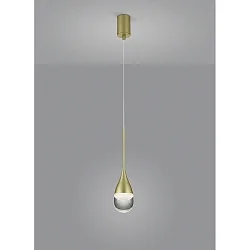 Luminaria colgante DEEP ajustable, con difusor IP20, dorado mate 