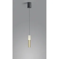 Luminaria colgante LIDOS de 1 llama, directo / indirecto IP20, negro mate, hoja de oro regulable