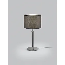 Luminaria de mesa OPPO con pantalla, con cadena de interruptor de tiro E27 IP20, negro mate, cromo negro 