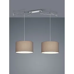 Luminaria colgante CERTO 2 de 2 llamas E27 IP20, cromo, color café moca