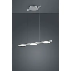 Luminaria colgante POLE de 3 llamas IP20, níquel mate, satinado, anodizado regulable