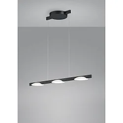 Luminaria colgante POLE de 3 llamas IP20, satinado, negro mate, anodizado regulable