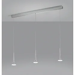 Luminaria colgante FLUTE de 3 llamas IP20, cromo, satinado regulable