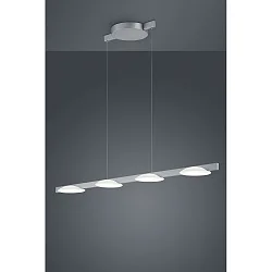 Luminaria colgante POLE de 4 llamas IP20, níquel mate, anodizado regulable