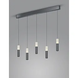 Luminaria colgante LIDOS de 5 llamas, directo / indirecto IP20, cromo negro regulable