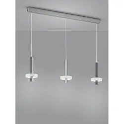 Luminaria colgante KEA de 3 llamas IP20, níquel mate regulable