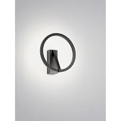 Luminaria de pared ELARA forma del anillo IP20, negro mate regulable