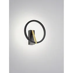 Luminaria de pared ELARA forma del anillo IP20, dorado, negro mate regulable