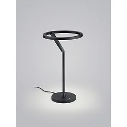 Luminaria de mesa ELARA con regulador táctil, forma del anillo IP20, negro mate regulable