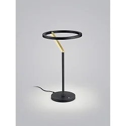 Luminaria de mesa ELARA con regulador táctil, forma del anillo IP20, dorado, negro mate regulable