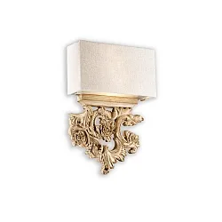Wall luminaire PETER AP2, 2 flames, E14, wood/linen