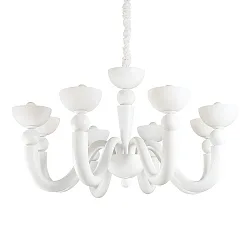 Luminaria colgante BON BON de 8 llamas E14 IP20, blanco