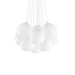 Pendant luminaire MAPA PLUS, 11 flame, Ø 58cm, E14, metal / white etched glass