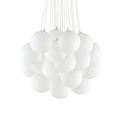 Pendant luminaire MAPA PLUS, 22 flames, Ø 80cm, E14, metal / white etched glass