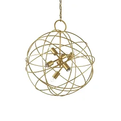 Luminaria colgante KONSE de 6 llamas E27 IP20, dorado, satinado