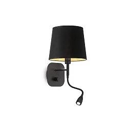 Luminaria para leer NORDIK con interruptor E14 IP20, dorado, negro mate