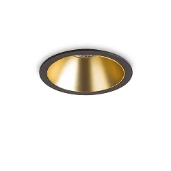 Recessed LED luminaire GAME ROUND, IP20, 11W 3000K 850lm 36°, black / gold reflector