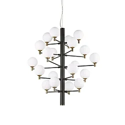 Luminaria colgante COPERNICO de 20 llamas G9 IP20, latón, negro mate