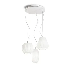 Luminaria colgante ORIGAMI de 3 llamas E27 IP20, blanco