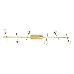 Wall / Ceiling luminaire MARACAS, 6 flames, incl. G4 2W 3000K, satined brass / clear