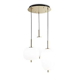 Luminaria colgante UMILE de 3 llamas IP20, dorado, blanco opalino, satinado