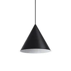 Pendant luminaire, A-LINE, Ø 30cm, E27, matt black / shade white on the inside