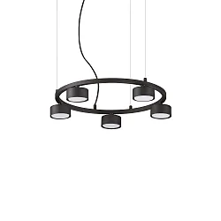 Luminaria colgante MINOR ROUND de 5 llamas GX53 IP20, negro, con recubrimiento de polvo