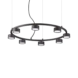 Luminaria colgante MINOR ROUND de 8 llamas GX53 IP20, negro, con recubrimiento de polvo