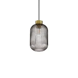 Luminaria colgante MINT-1 E27 IP20, color humo, latón satinado