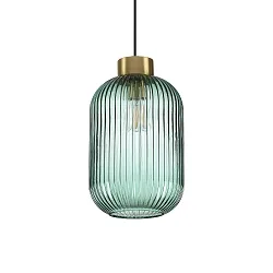 Luminaria colgante MINT-3 E27 IP20, verde de menta, latón satinado