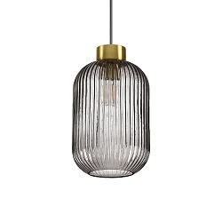 Luminaria colgante MINT-3 E27 IP20, color humo, latón satinado