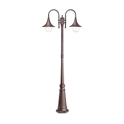 Outdoor floor luminaire CIMA, IP43, height 216cm, 2x E27 max. 60W, aluminium / acrylic, coffee