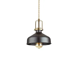 Pendant luminaire ERIS-2, E27, metal / details in satined gold / fabric coated cable, black