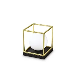 Luminaria de mesa LINGOTTO TL1 BIG angular, con interruptor E14 IP20, negro mate, latón satinado 