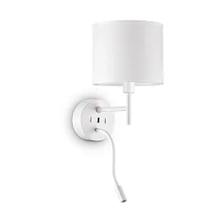 Luminaria de pared SET UP MAP2 de 2 llamas, con brazo flexible, con conexión USB E27 IP20, blanco